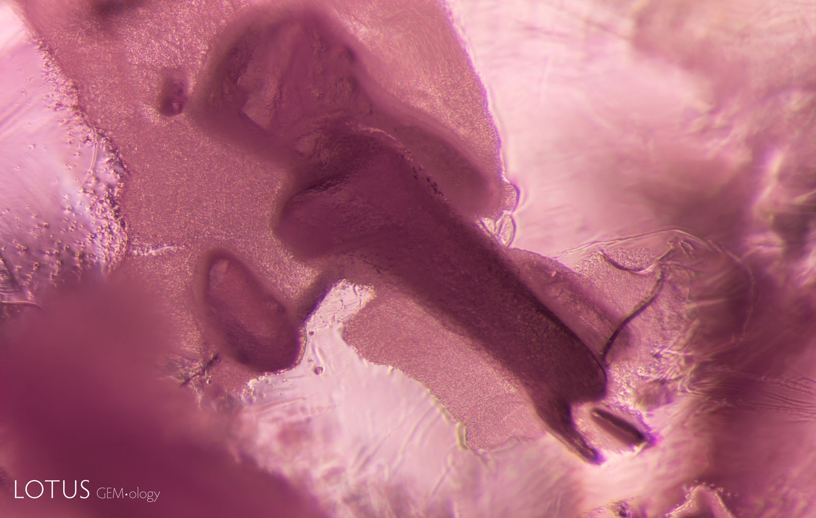 (1500°C) Significant changes are observed, with the entire area on and around the crystals assuming a frosty white appearance.