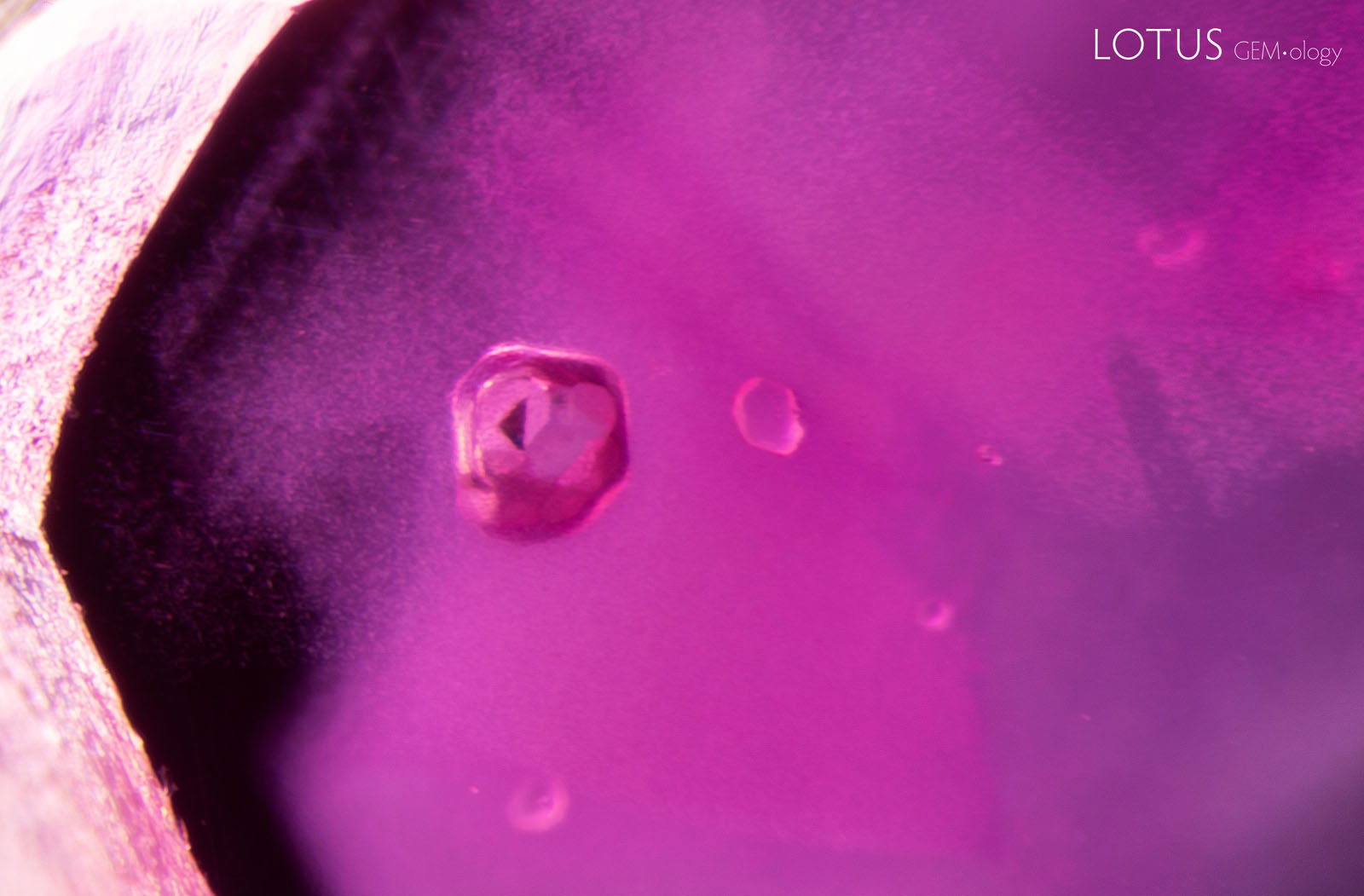 (Unheated) Sample 46 contains a rounded apatite crystal (the larger crystal on the left with the dark triangle) and a small transparent zircon crystal immediately to its right. Remarkably, the apatite crystal remains unchanged until the last round of heating.