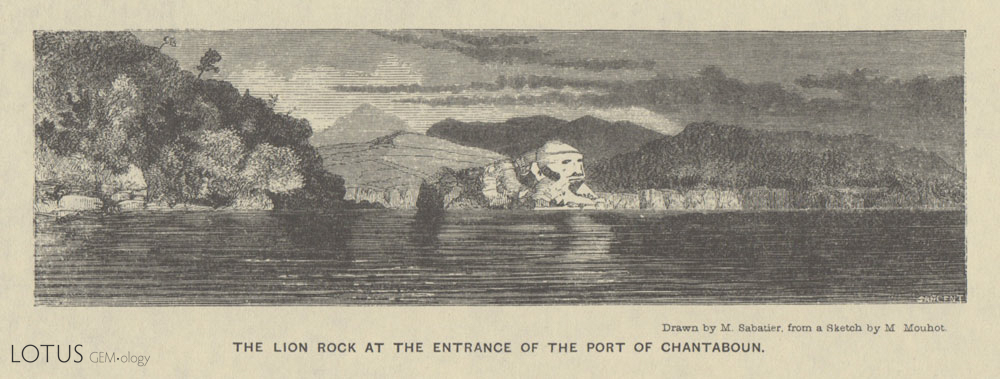 Laem Sing (Lion Rock). From Mouhot (1864) Travels in the Central Parts of Indo-China (Siam), Cambodia, and Laos, during the Years 1858, 1859, and 1860.
