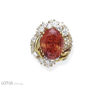 Figure 4. Simply magnificent In 2005, this 20.84-carat padparadscha sapphire fetched US$18,000 per carat at auction. Photo &copy; 2005 Christie&rsquo;s Images Ltd.