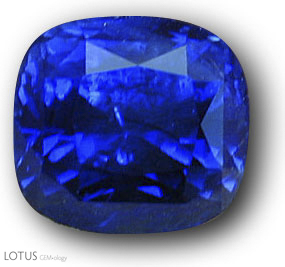 This 7-ct. plus untreated Ceylon sapphire is a perfect example of why origin should be a non-issue with fine gems. Photo: John McLean; Gem: Pala International
