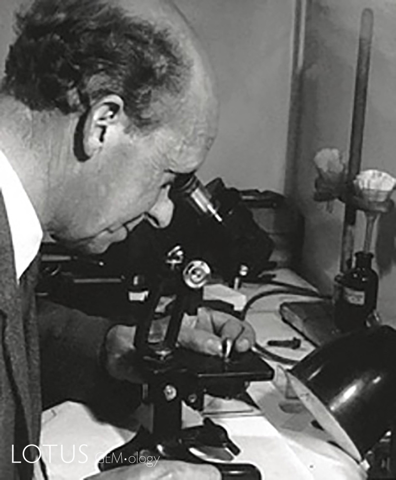 Figure 2: B.W. Anderson using a Beck Greenough stereo binocular microscope in the 1970’s.