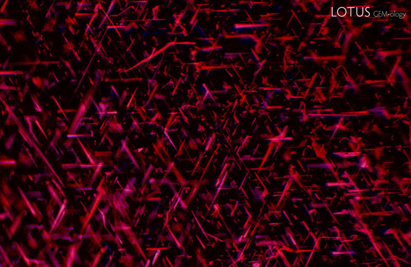 Gossamer Rutile silk in ruby. When present in small amounts, these tiny inclusions can have a beneficial effect on the appearance of ruby.