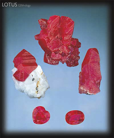 Rough and cut rubies from Burma, Vietnam and Afghanistan. Photo: Harold & Erica Van Pelt; Gems: Pala International