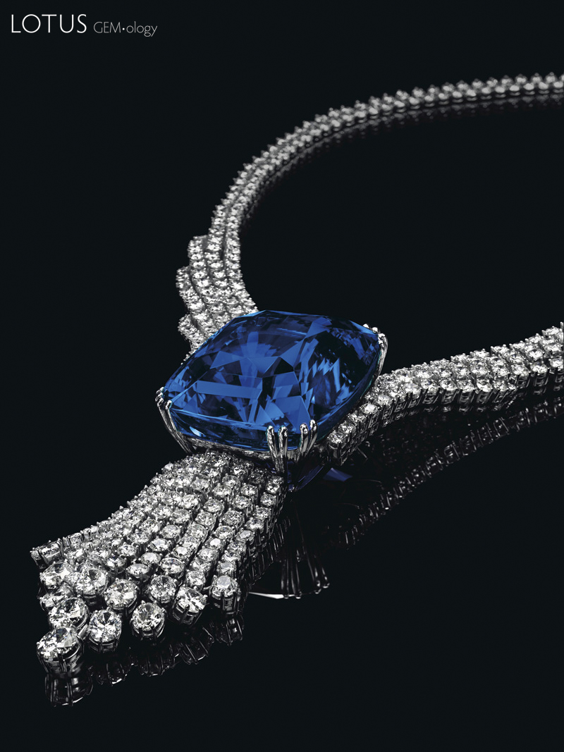 Weighing in at a massive 392.52&nbsp;ct, the Blue Belle of Asia set a new auction record total price for sapphire, being hammered down at US$17,295,796 at Christie's Geneva's 11 November 2014 sale. &nbsp;Image &copy;&nbsp;Christie's
