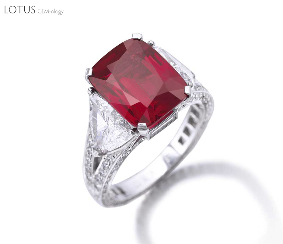 This 8.62 ct Burmese ruby ring by Graff sold for US$8.57 million ($994,040/ct) at Sotheby's Geneva on 12 November, 2014, then a total price world ruby auction record. Image &copy; Sotheby's