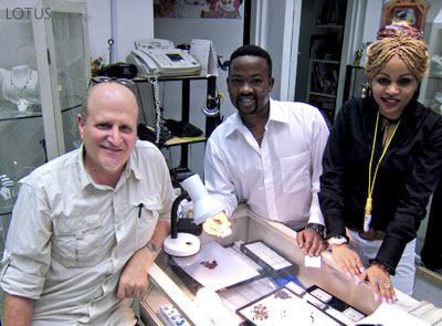 We extend gracious thanks to Kennedy and Susie Kamwathi (center and right) of Kennedy's Gems in Nairobi for all their help with our journey. Photo: Montogmery Chitty.
