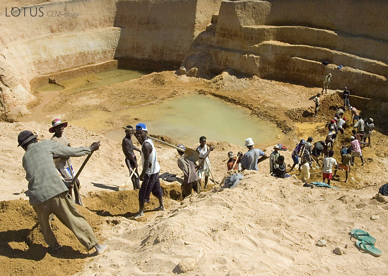 Miner&rsquo;s at Ilakaka&rsquo;s &ldquo;Swiss Bank&rdquo; deposit, so named because of the riches that have been taken from its soil.  Photo: Richard W. Hughes