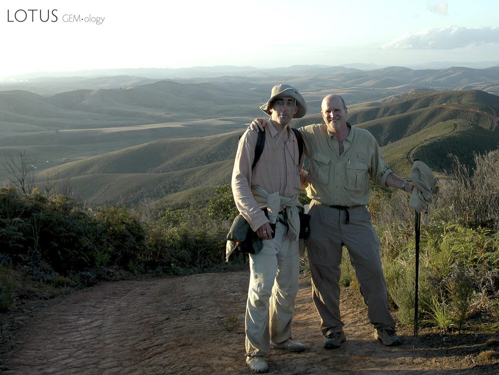 Vincent Pardieu and Richard Hughes at the end of a long day's walk to the Andrebabe sapphire mines south of Andilamena. Photo &copy; Richard W. Hughes