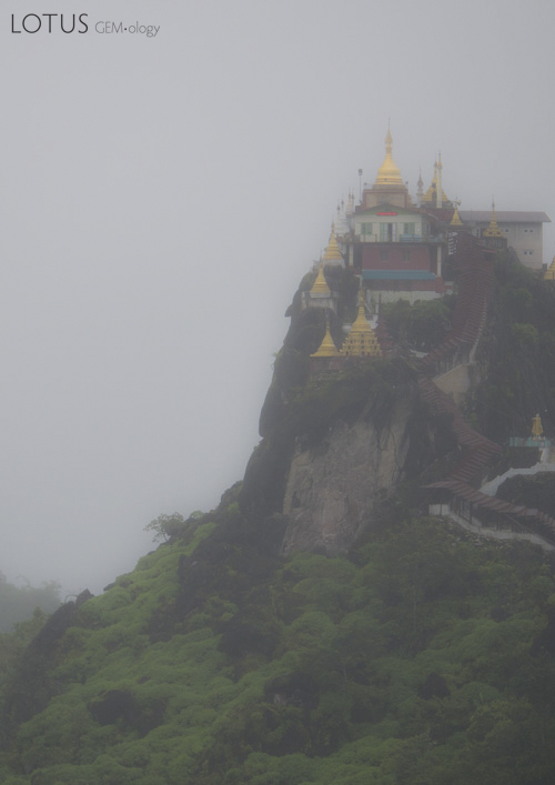 Figure 5. The karst topography of the Mogok area is on display at Kyauk-Pyat-That, where a temple sits atop weathered marble like a fairyland castle. Photo: R.W. Hughes