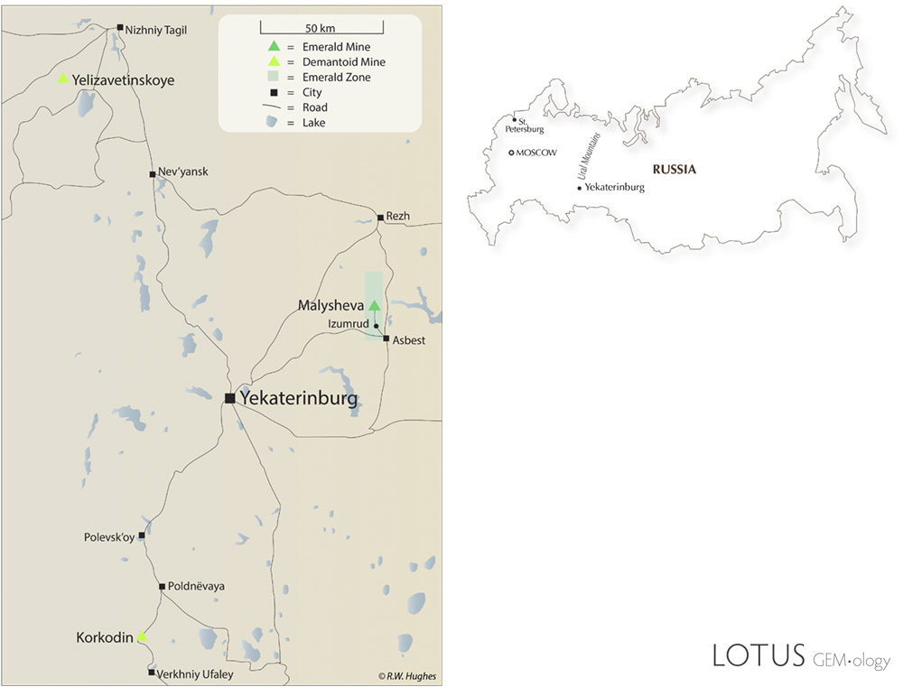Lotus Gemology Bangkok: Map of the Russian emerald mines near Yekaterinburg
