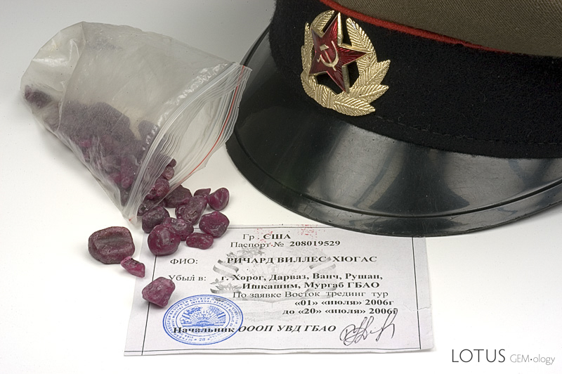 Tajikistan's Gorno-Badakhshan Autonomous Oblast (GBAO), where both the ruby and spinel mines are found, is a restricted area, requiring a special permit, as shown above. Photo &copy; Wimon Manorotkul/Pala International