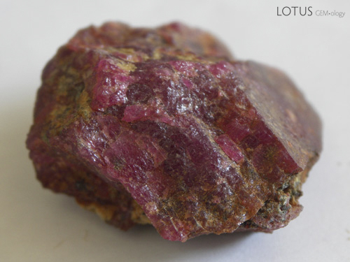 Rough Tajik ruby in the Gubjemast office in Dushanbe. Photo: Vincent Pardieu/fieldgemology.org