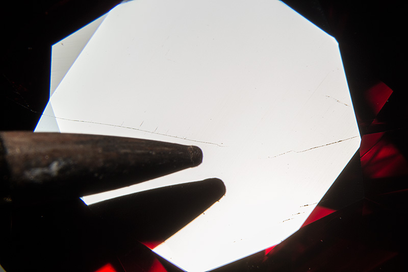 Hot point places on the surface of a ruby